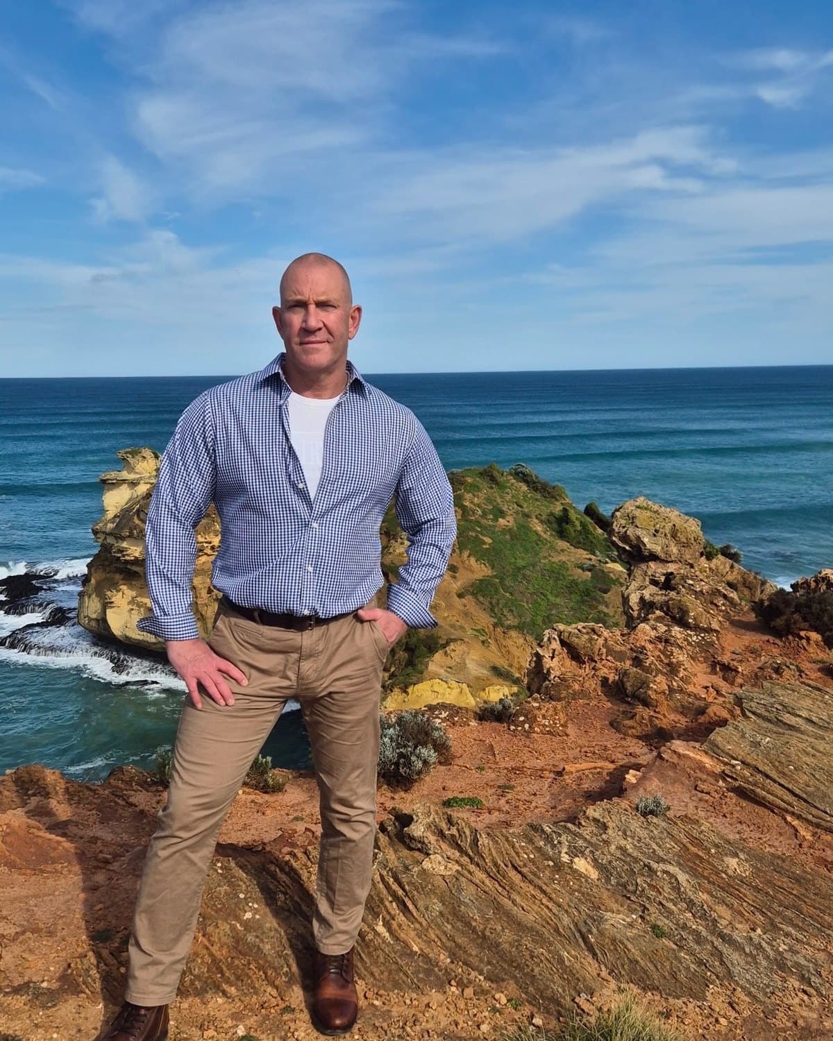 Adrian Hallam on the south-west Victorian coast near Warrnambool